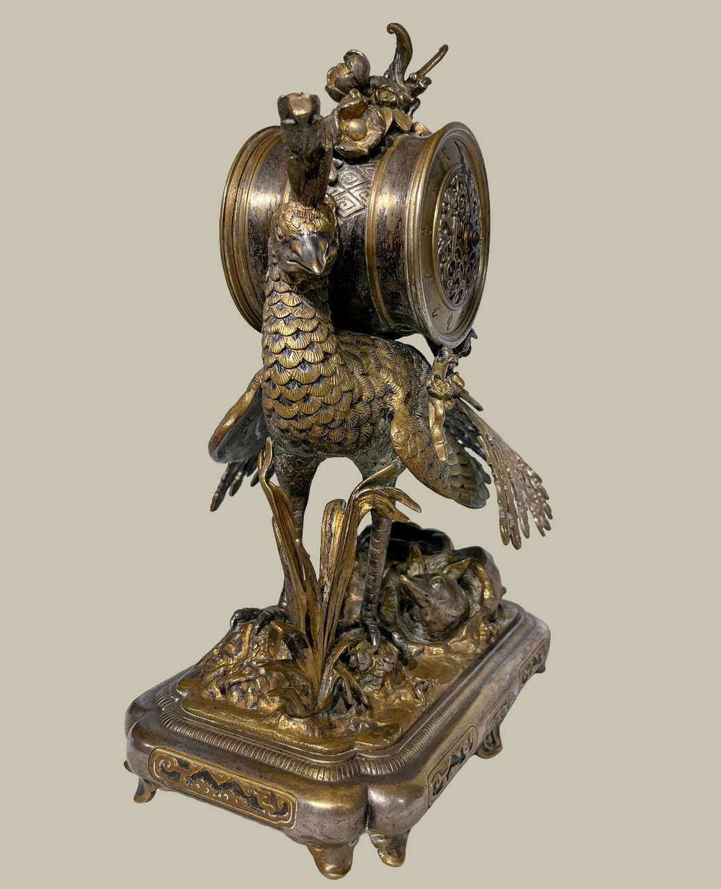 フランス 壁掛けレードル他 5点セット 銅製 ヴィンテージ アンティーク French Japonisme Gilt and Silvered Bronze Clock Garniture Set By
