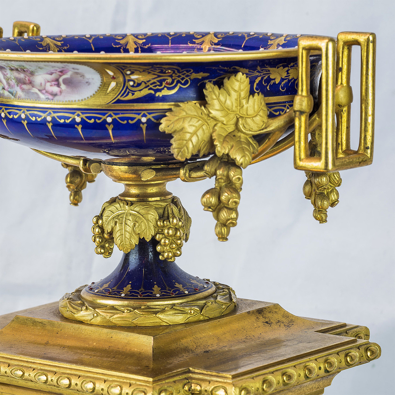 Antique French Sèvres Gilt Bronze Porcelain Cobalt-Blue Mantel