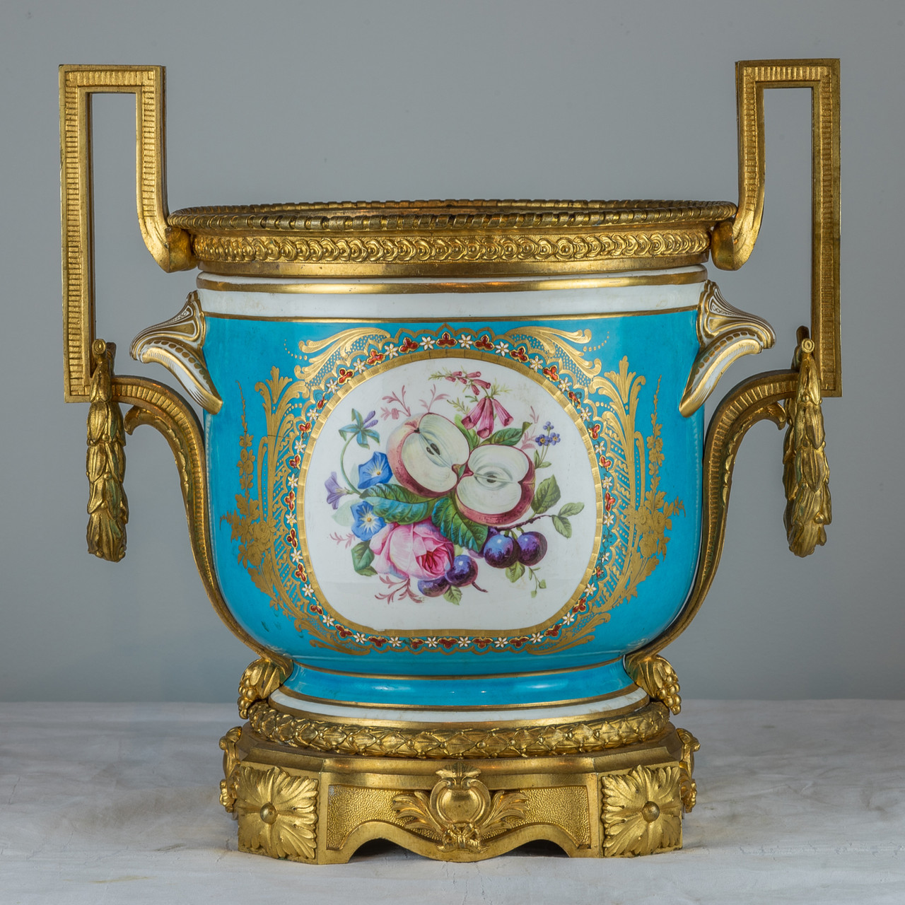 Antique Sevres Style Gilt-Bronze Porcelain Jardinieres