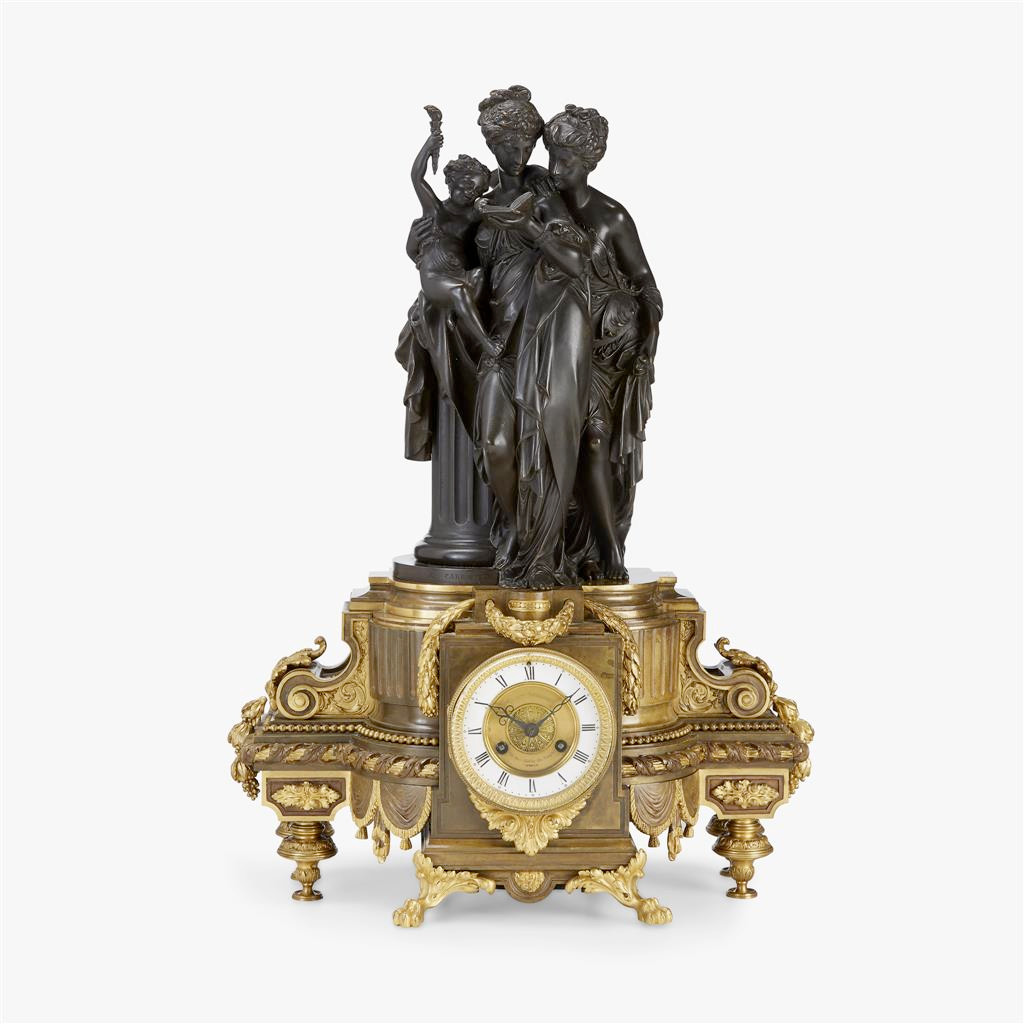 A Fabulous Napoleon III Gilt and Patinated Bronze Figural Mantel