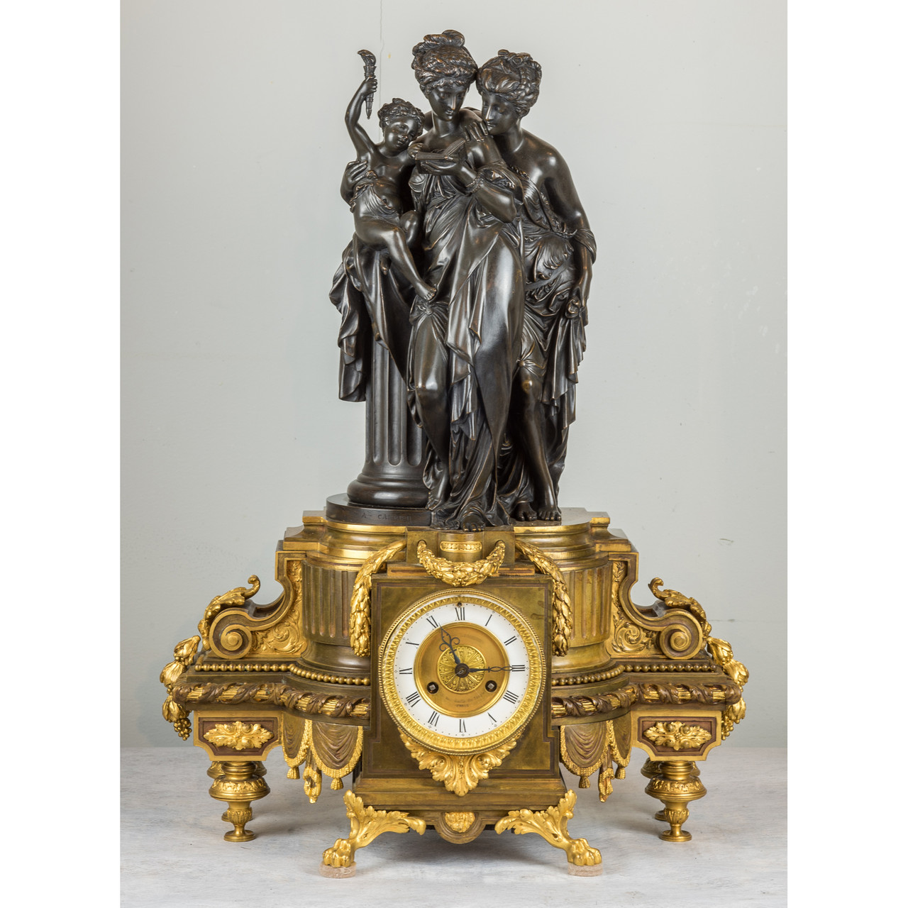 A Fabulous Napoleon III Gilt and Patinated Bronze Figural Mantel