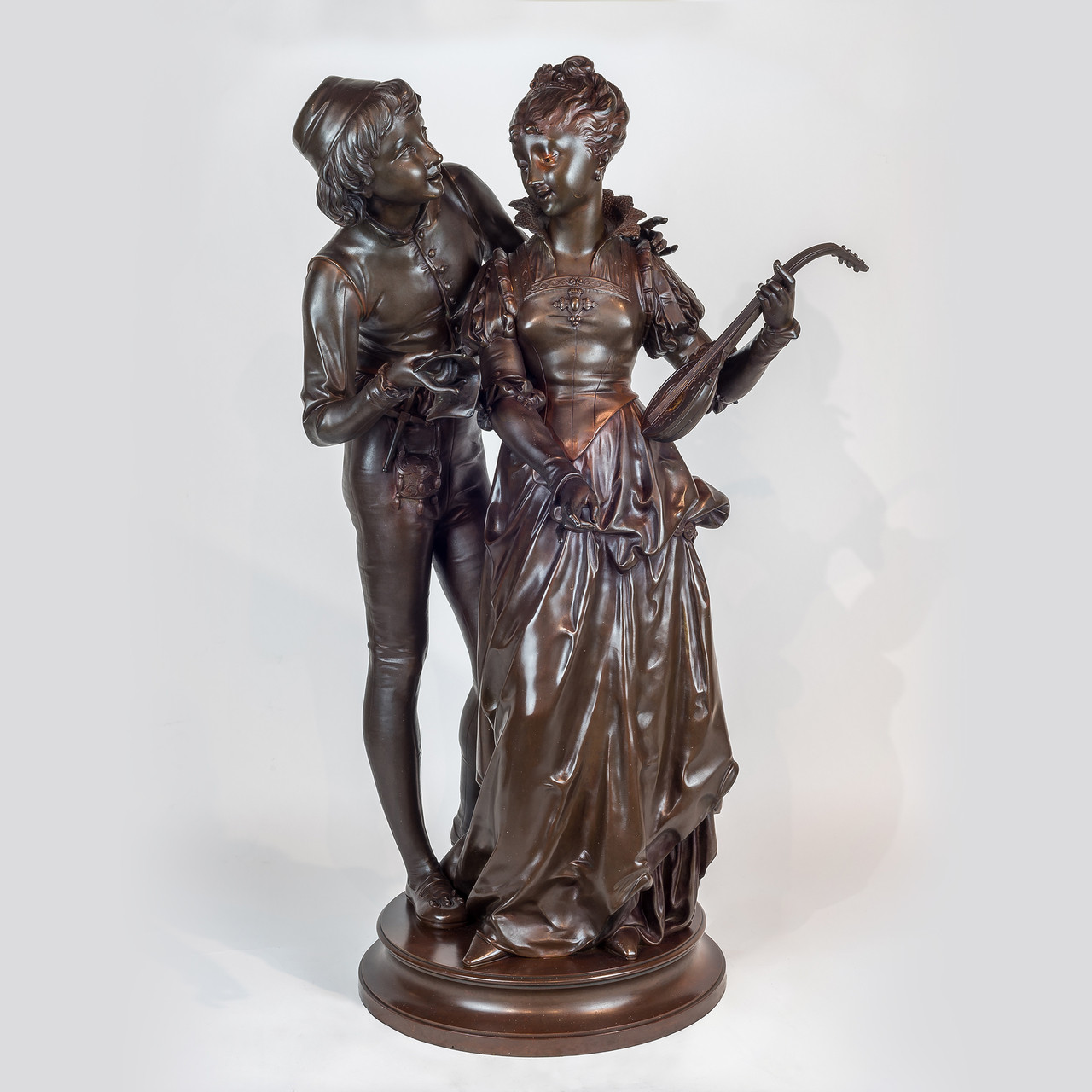 A Fine Quality Patinated Bronze Figures of Two Lovers by Vincent