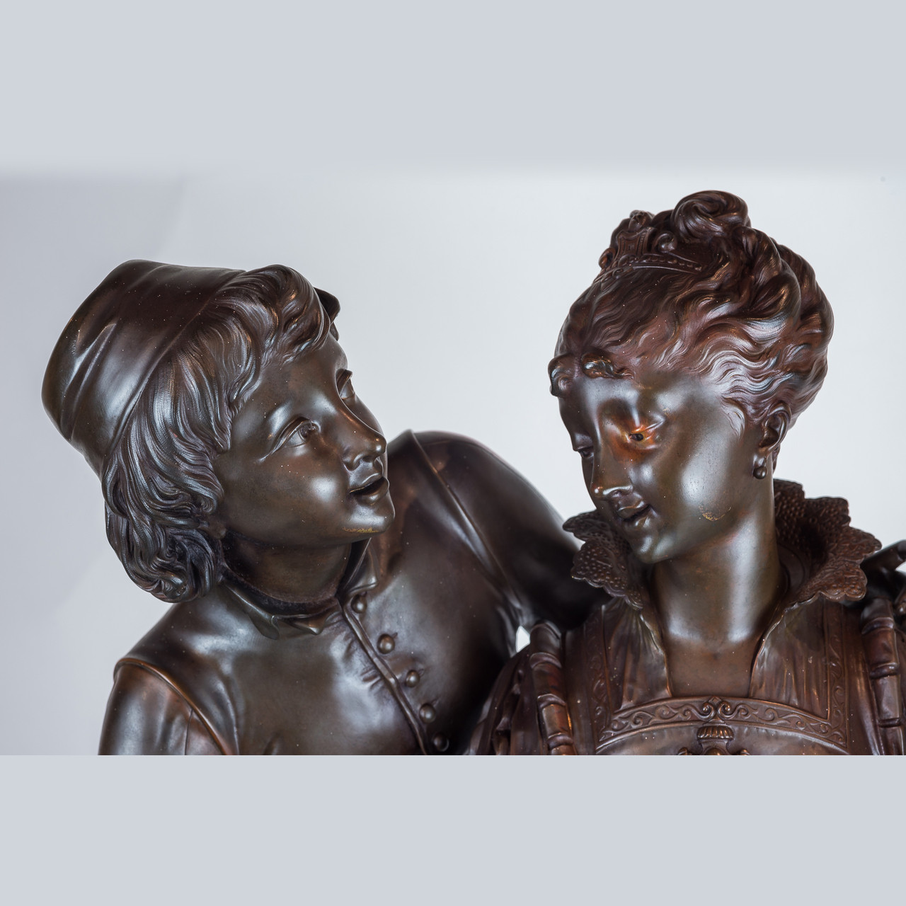 A Fine Quality Patinated Bronze Figures of Two Lovers by Vincent