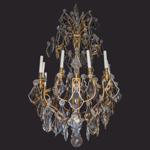 Gilt Bronze and Crystal Twelve-Light Chandelier Gilt Bronze and Crystal Twelve-Light Chandelier