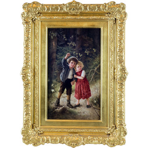 A Fine Quality KPM Painted Porcelain Plaque of Hansel and Gretel A Fine Quality KPM Painted Porcelain Plaque of Hansel and Gretel