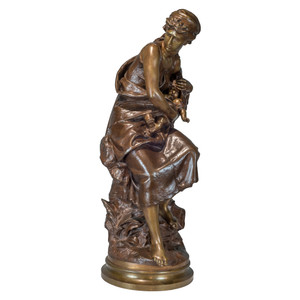 A Fine Quality Patinated Bronze Group of a Mother and Child by Mathurin Moreau A Fine Quality Patinated Bronze Group of a Mother and Child by Mathurin Moreau