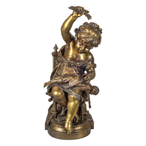 Fine Quality Patinated Bronze Sculpture of a Girl with Doll by Auguste Moreau Fine Quality Patinated Bronze Sculpture of a Girl with Doll by Auguste Moreau