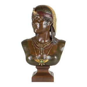 Fine Quality patinated Bronze Bust of Cleopatra by Cesar Ceribelli Fine Quality patinated Bronze Bust of Cleopatra by Cesar Ceribelli