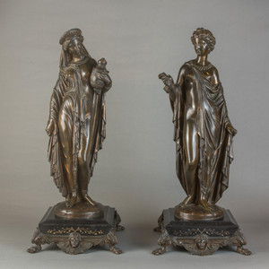 Fine Quality Pair of Neoclassical Patinated Bronze Sculptures Fine Quality Pair of Neoclassical Patinated Bronze Sculptures