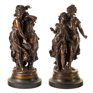 Fine Quality Pair of Patinated Bronze Sculptures by Hippolyte Moreau Fine Quality Pair of Patinated Bronze Sculptures by Hippolyte Moreau