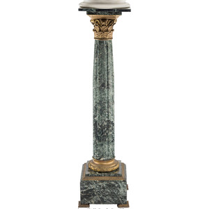 Fine Quality Corinthian Column Form Gilt Bronze Mounted Green Marble Pedestal Fine Quality Corinthian Column Form Gilt Bronze Mounted Green Marble Pedestal