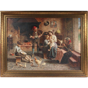 A Fine Quality Eugenio Zampighi Oil on Canvas Painting A Fine Quality Eugenio Zampighi Oil on Canvas Painting