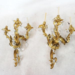 Pair Monumental Rock Crystal Sconces Pair Monumental Rock Crystal Sconces