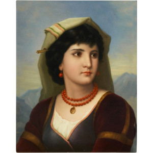 A Fine Quality Berlin (K.P.M.) Rectangular Porcelain Plaque 'Neapolitan Girl' A Fine Quality Berlin (K.P.M.) Rectangular Porcelain Plaque 'Neapolitan Girl'