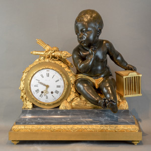 A Fine Quality Gilt Bronze and Marble Figural Clock by Beurdeley A Fine Quality Gilt Bronze and Marble Figural Clock by Beurdeley