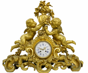 Fine gilt bronze Figural Mantel clock  Fine gilt bronze Figural Mantel clock