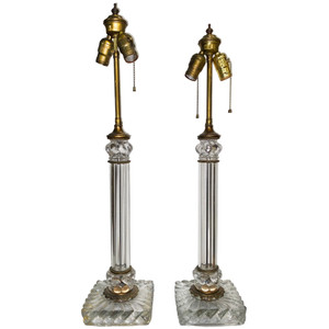 Set of Clear Glass Lamps with Square bases  Set of Clear Glass Lamps with Square bases