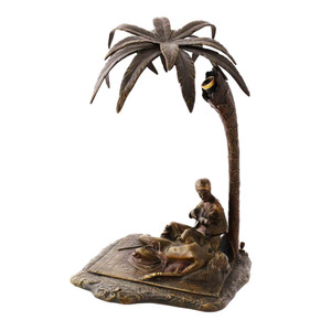 A Fine Cold-Painted Bronze Sculpture of a Musician and Muse by Franz Bergman A Fine Cold-Painted Bronze Sculpture of a Musician and Muse by Franz Bergman