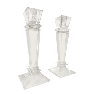 Pair of French Art Deco Rock Crystal Candle Sticks  Pair of French Art Deco Rock Crystal Candle Sticks