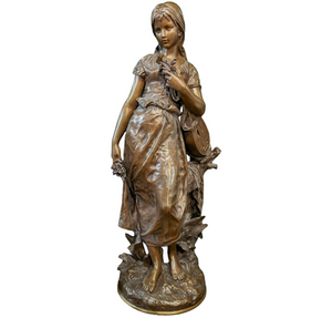 H Moreau (1869-1943) Female Figural Bronze statue of a Beauty with her Lute H Moreau (1869-1943) Female Figural Bronze statue of a Beauty with her Lute
