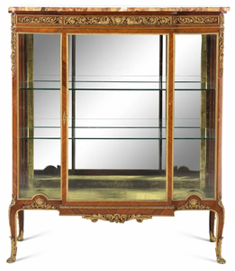 Fine Louis XV Style Gilt Bronze Mounted Kingwood Marble-Top Vitrine Attrib. F Linke Fine Louis XV Style Gilt Bronze Mounted Kingwood Marble-Top Vitrine Attrib. F Linke