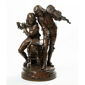 Exquisite patinated bronze group "Duo Difficile" by Adrien Étienne Gaudez Exquisite patinated bronze group "Duo Difficile" by Adrien Étienne Gaudez