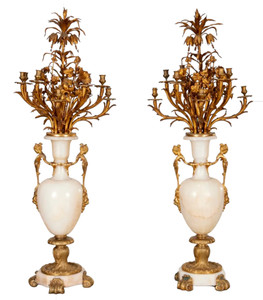 Monumental Pair Napoleon III Bronze Candelabras Monumental Pair Napoleon III Bronze Candelabras