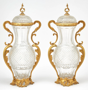 Fine Pair of  Ormolu Mounted Crystal Vases att to Baccarat Fine Pair of  Ormolu Mounted Crystal Vases att to Baccarat