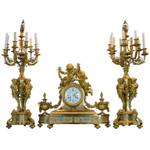 Important Gilt Bronze Clockset by Raingo Frères