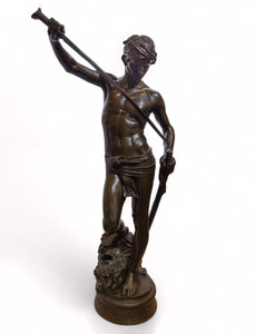 David Slaying Goliath Large Figural Bronze Statue by Antonin Mercie (1845-1916) David Slaying Goliath Large Figural Bronze Statue by Antonin Mercie (1845-1916)