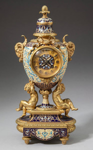 Tiffany & Co. Figural  Champleve Clock