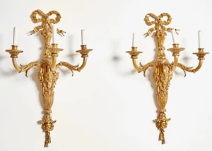 Fine pair of French gilt bronze sconces