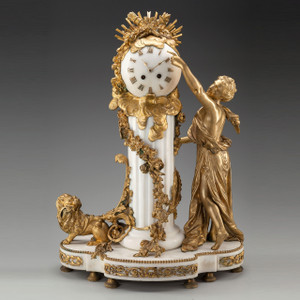 Louis XVI-style Gilt Bronze and Marble Figural Mantel Clock Louis XVI-style Gilt Bronze and Marble Figural Mantel Clock