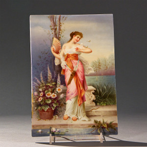 A Fine KPM Plaque depicting a Lady Archer with Butterflies on her Arm A Fine KPM Plaque depicting a Lady Archer with Butterflies on her Arm