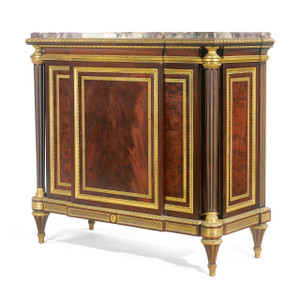 Louis XVI Gilt Ormolu-Mounted Mahogany Marble Top Commode by G.DURAND Louis XVI Gilt Ormolu-Mounted Mahogany Marble Top Commode by G.DURAND