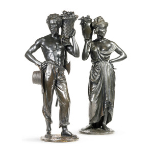 A fine pair of patinated bronze Sculptures of native Antilliais A fine pair of patinated bronze Sculptures of native Antilliais