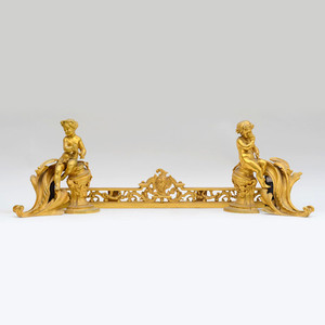 Pair of Louis XV Style Gilt Bronze Chenets Pair of Louis XV Style Gilt Bronze Chenets
