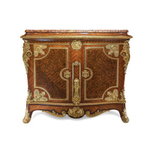Louis XIV style gilt bronze-mounted marquetry and parquetry side cabinet  Louis XIV style gilt bronze-mounted marquetry and parquetry side cabinet