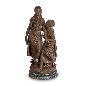 A Fine Patinated Bronze Sculpture of Two Females by Hippolyte Moreau A Fine Patinated Bronze Sculpture of Two Females by Hippolyte Moreau