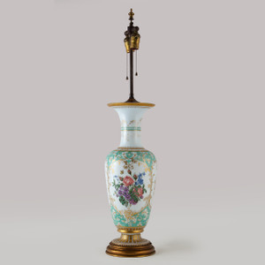 Opaline Baccarat Glass and Parcel-Gilt Vase Mounted as Lamp Opaline Baccarat Glass and Parcel-Gilt Vase Mounted as Lamp