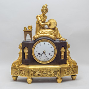 French Empire Ormolu Figural Mantel Clock by Claud Galle French Empire Ormolu Figural Mantel Clock by Claud Galle