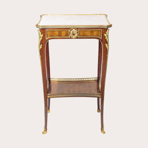 Louis XV-style French Ormolu-mounted Mahogany Marble-top Side table Louis XV-style French Ormolu-mounted Mahogany Marble-top Side table