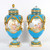 Fine Quality Pair of Minton Bleu Celeste Gilt Ground Porcelain Urns