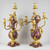 Pair of Louis XV Style Gilt Bronze and Rouge Marble Five-light Candelabra Pair of Louis XV Style Gilt Bronze and Rouge Marble Five-light Candelabra