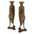 A Fine Pair of Parcel-Gilt and Patinated Bronze Neo-Grec Bronze Barbedienne Vases 