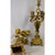An ornate pair of Champleve French Gilt Bronze Candelabras with Enamel Ornamentation  An ornate pair of Champleve French Gilt Bronze Candelabras with Enamel Ornamentation