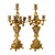 An ornate pair of Champleve French Gilt Bronze Candelabras with Enamel Ornamentation  An ornate pair of Champleve French Gilt Bronze Candelabras with Enamel Ornamentation