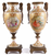 Pair of Sèvres Style Porcelain Urns with Ornamental Ormolu Mounts