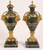 Pair of French Gilt Bronze and Green Marble Urns and Covers