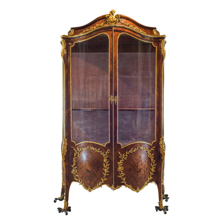 Ormolu-Mounted Kingwood and Marquetry Two-Doors Vitrine